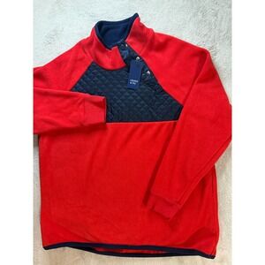 NWT CROWN & IVY Women's Sz Petite XL Side Snap Mock Neck Fleece Pullover Red